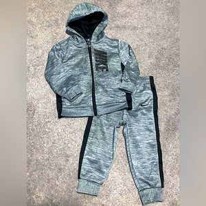 Nike like new 24 month grey and black long sleeve zip up tracksuit outfit set.